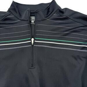Pebble Beach XL Performance Pullover Long Sleeve Shirt black green stripe